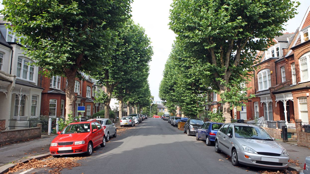 Cars parked on a road