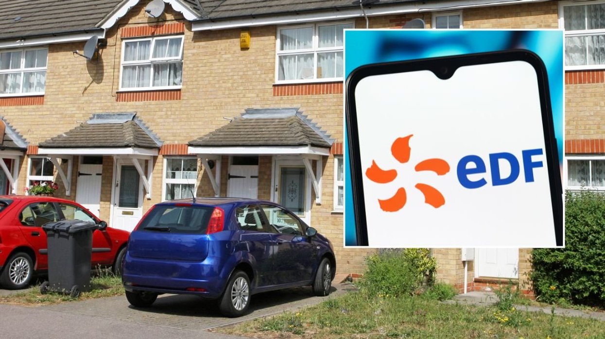 Cars parked outside a home and an EDF energy