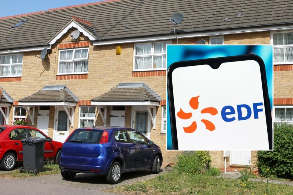 Cars parked outside a home and an EDF energy
