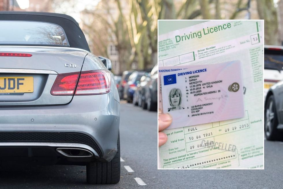 Cars parking and a driving licence