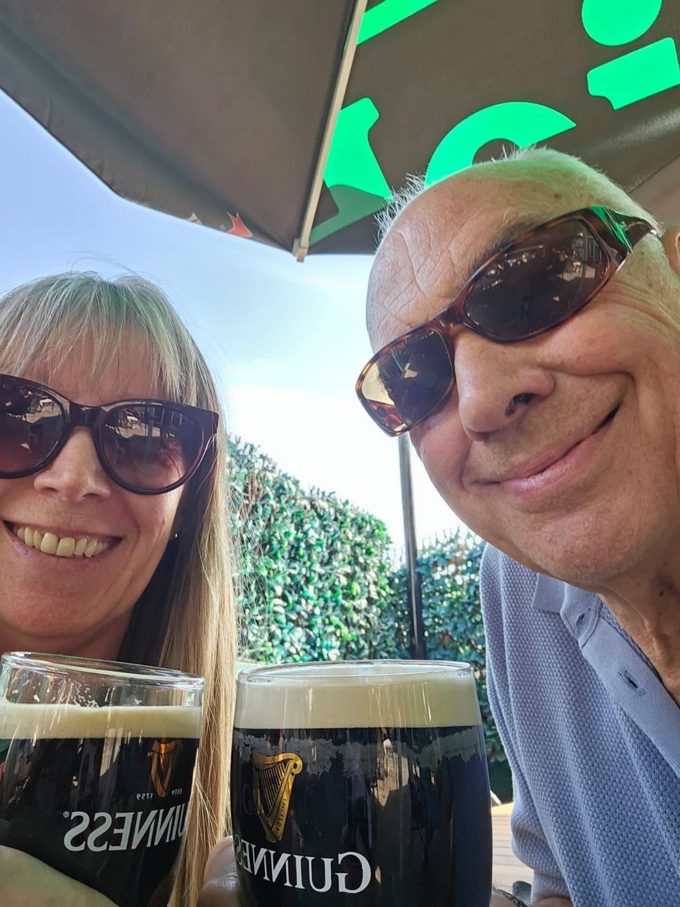Catherine and her husband at an Irish bar