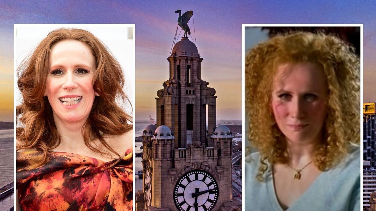 Catherine Tate and the Liverpool skyline