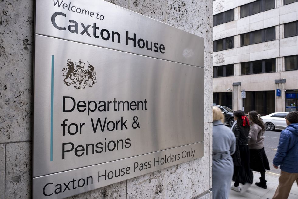 Caxton House, Department for Work and Pensions sign