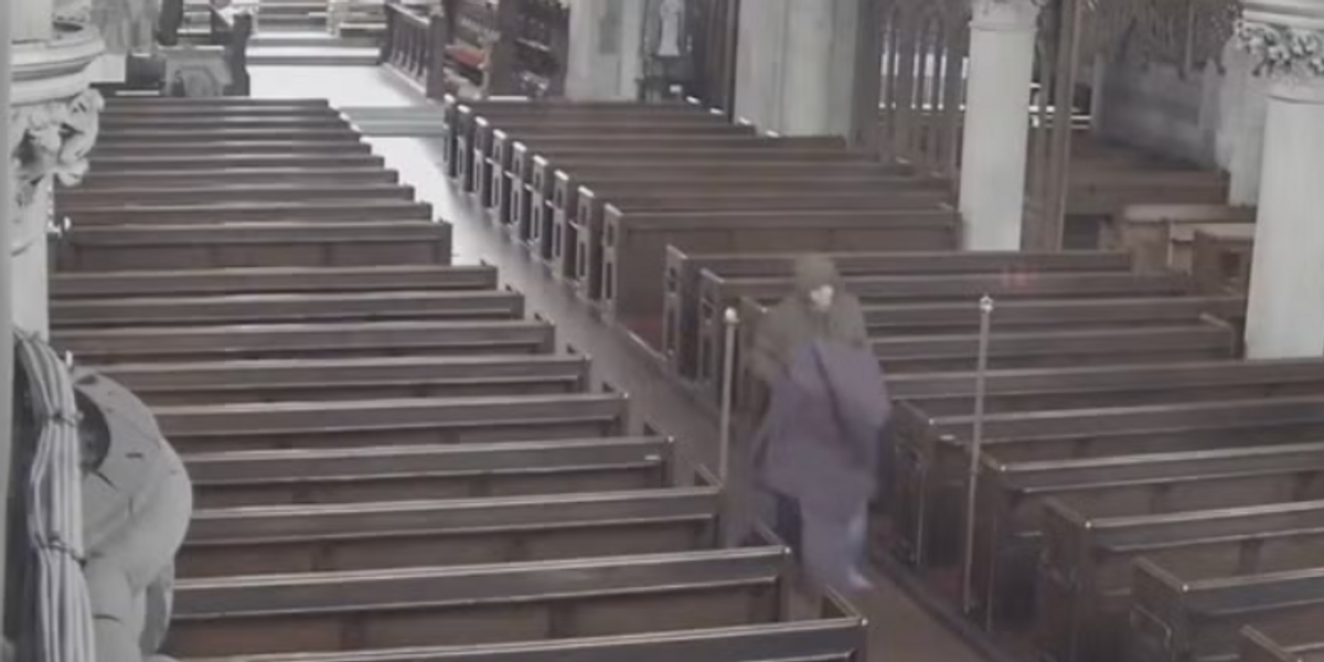 NextImg:Man caught on CCTV stealing 150-year-old brass eagle from church lectern - 'Appalling!'