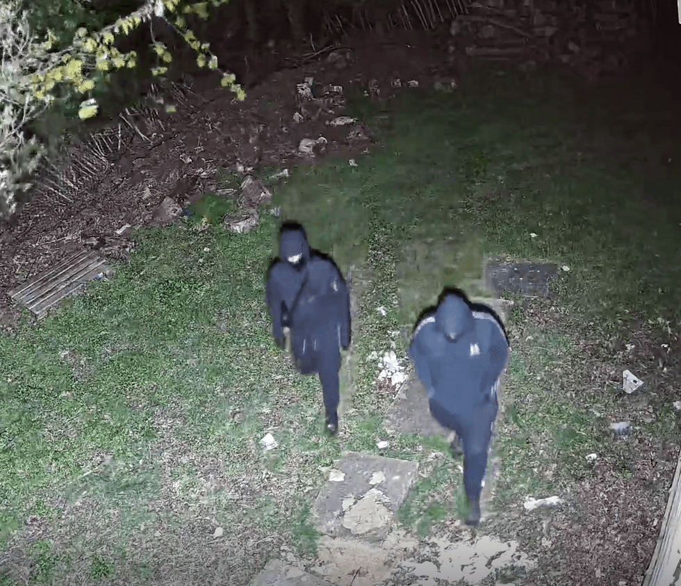 CCTV footage shows people in hooded tracksuits walking through the church\u2019s grounds often, late at night