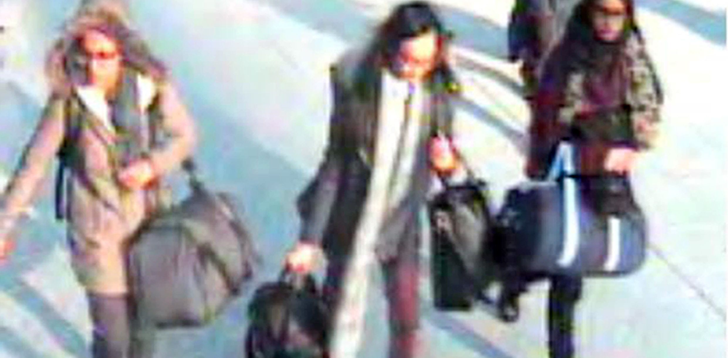 CCTV issued by the Metropolitan Police of (left to right) 15-year-old Amira Abase, Kadiza Sultana,16 and Shamima Begum,15 at Gatwick airport, before they caught their flight.