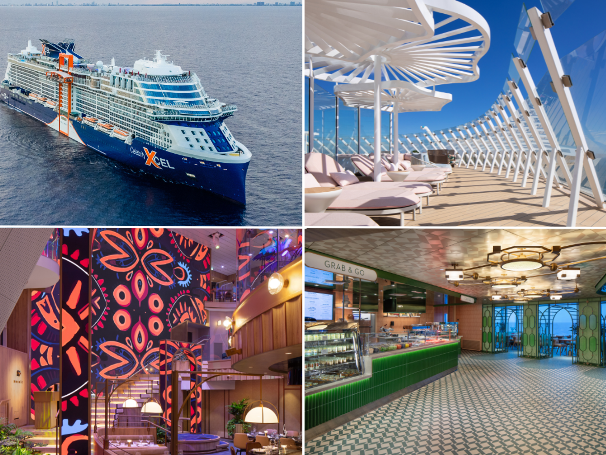 Celebrity Xcel ship / grab and go dining / Vitamin D deck / Bazaar