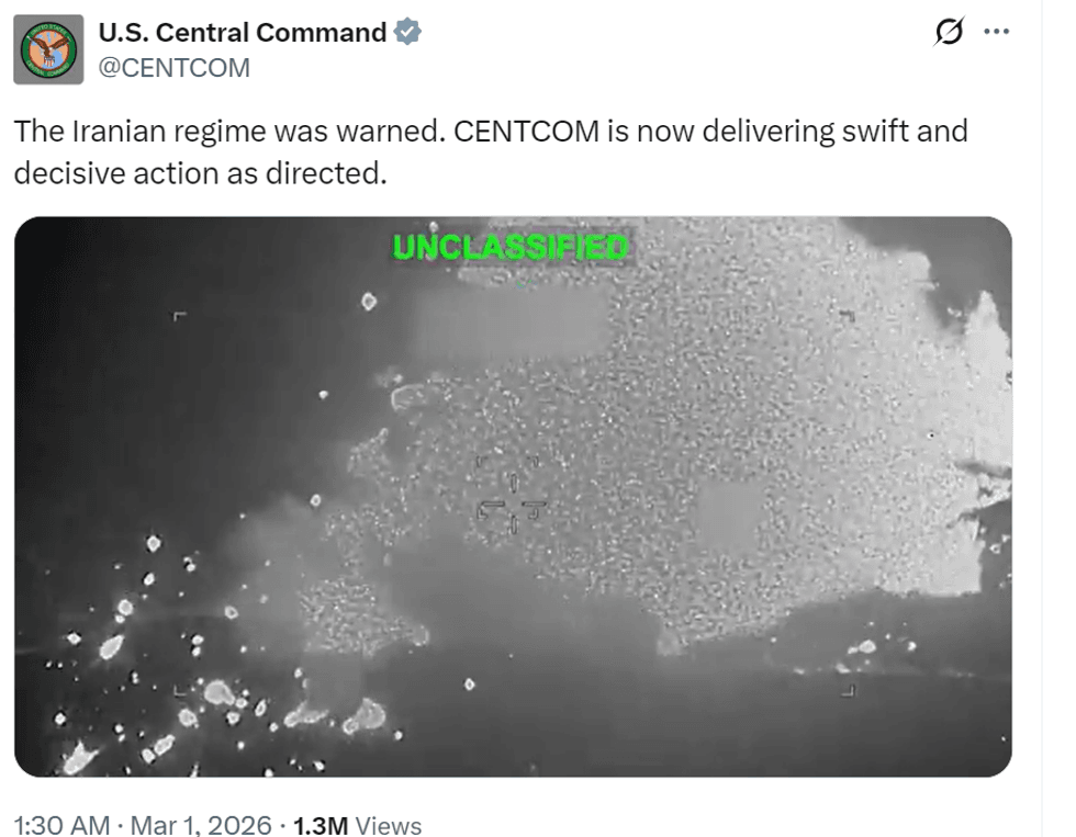 CENTOM announcing new strikes