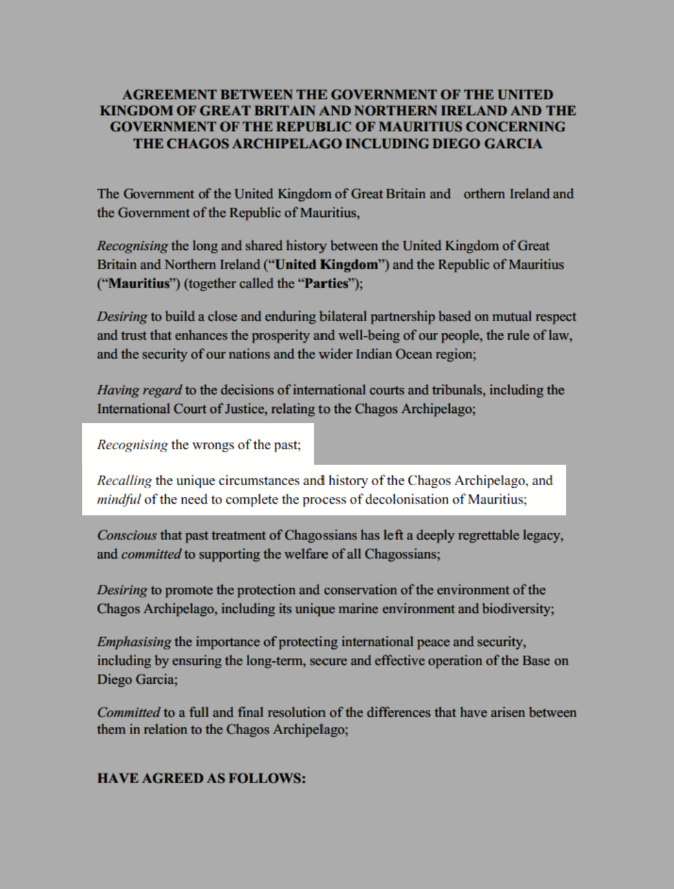 Chagos handover agreement screenshot