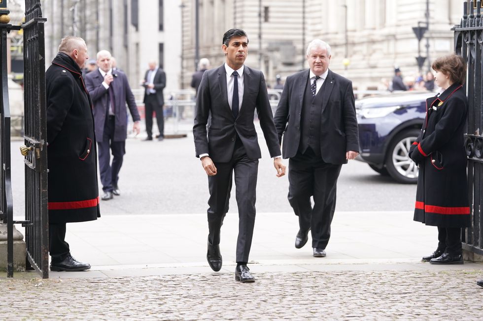 Chancellor of the Exchequer Rishi Sunak and SNP Westminster leader Ian Blackford arriving for a Service of Thanksgiving for the life of the Duke of Edinburgh, at Westminster Abbey in London. Picture date: Tuesday March 29, 2022.