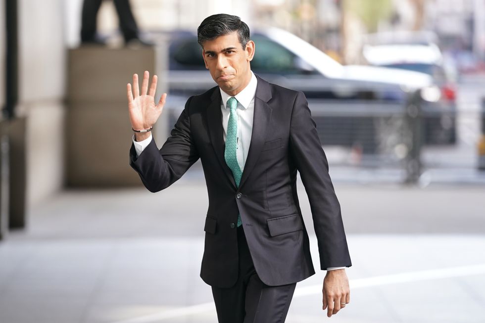 Chancellor of the Exchequer Rishi Sunak arrives at BBC Broadcasting House in London, to appear on the BBC One current affairs programme, Sunday Morning. Picture date: Sunday March 20, 2022.