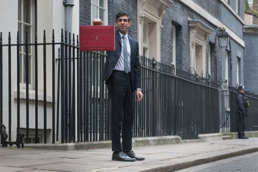 Chancellor of the Exchequer, Rishi Sunak outside 11 Downing Street, London, before heading to the House of Commons to deliver his Budget in March, 2021.