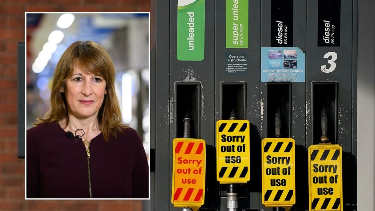 Chancellor Rachel Reeves and a fuel pump