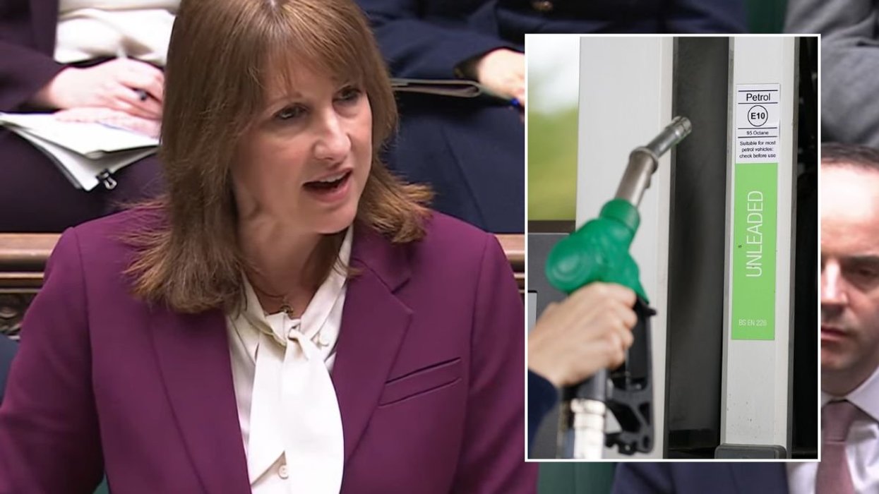 Chancellor Rachel Reeves and a fuel pump