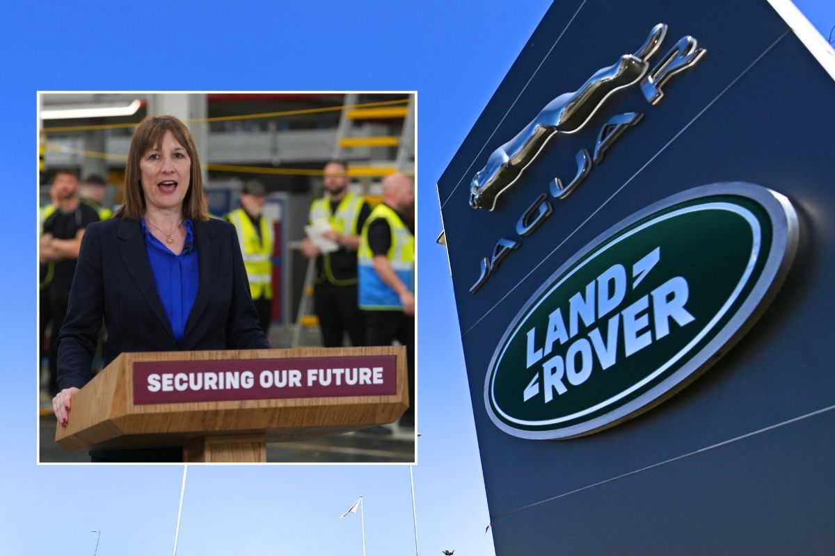 Chancellor Rachel Reeves and a JLR logo