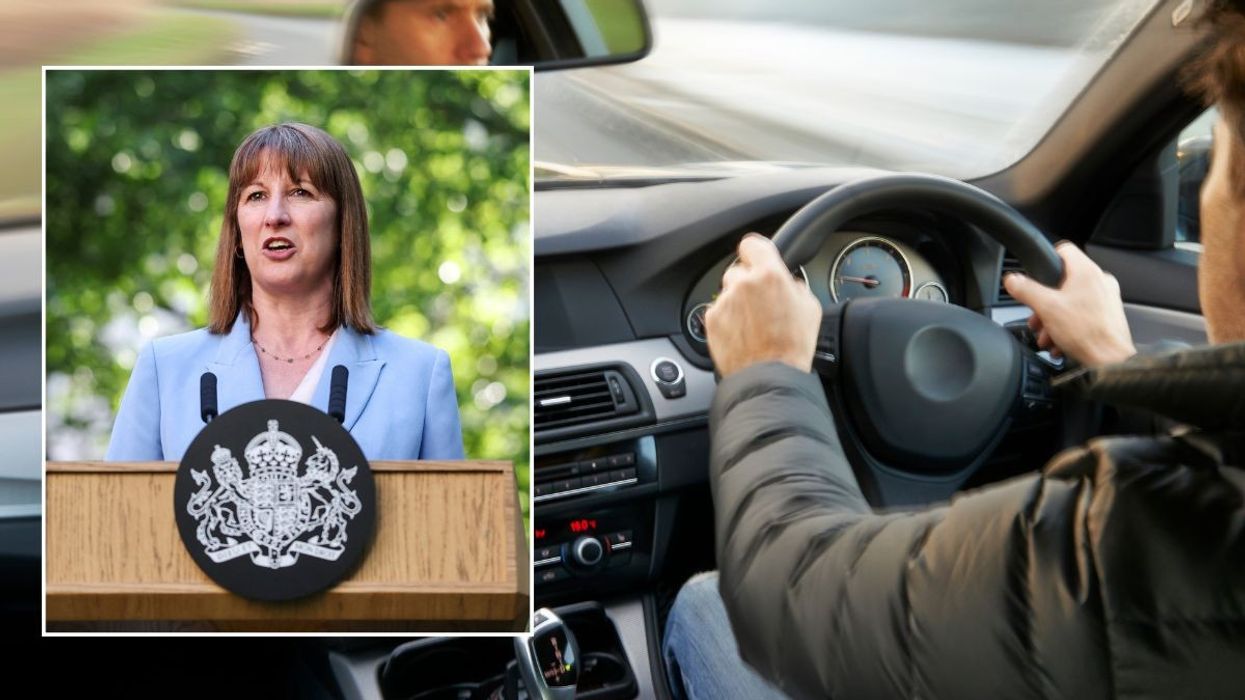 Chancellor Rachel Reeves and a man driving a car