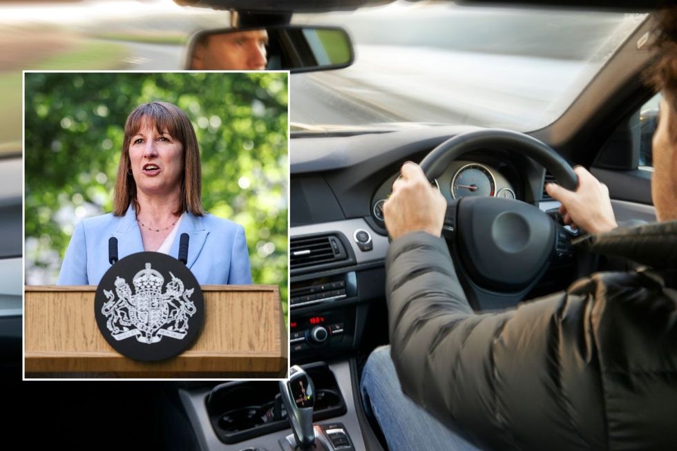 Chancellor Rachel Reeves and a man driving a car