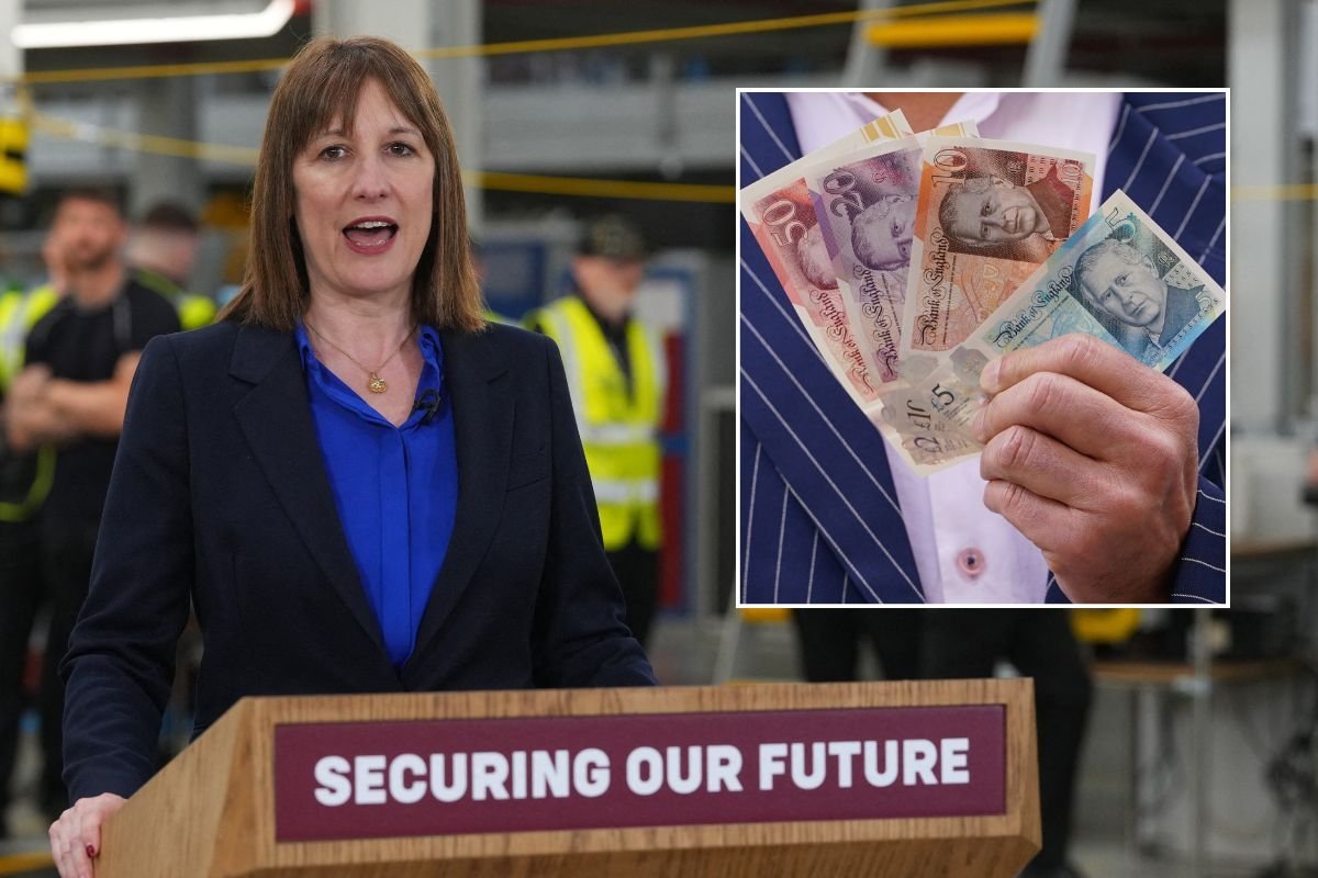 Chancellor Rachel Reeves and a man holding cash