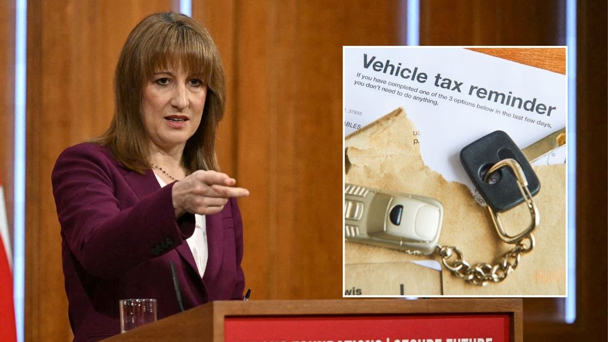 Chancellor Rachel Reeves and a vehicle tax reminder letter
