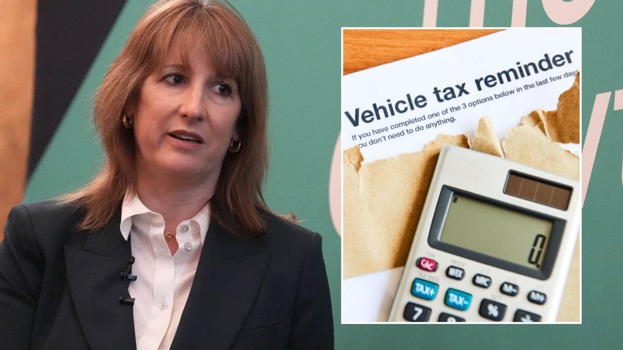 Chancellor Rachel Reeves and a vehicle tax reminder letter