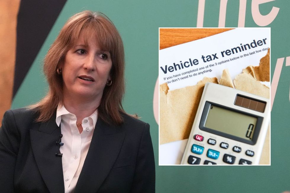 Chancellor Rachel Reeves and a vehicle tax reminder letter