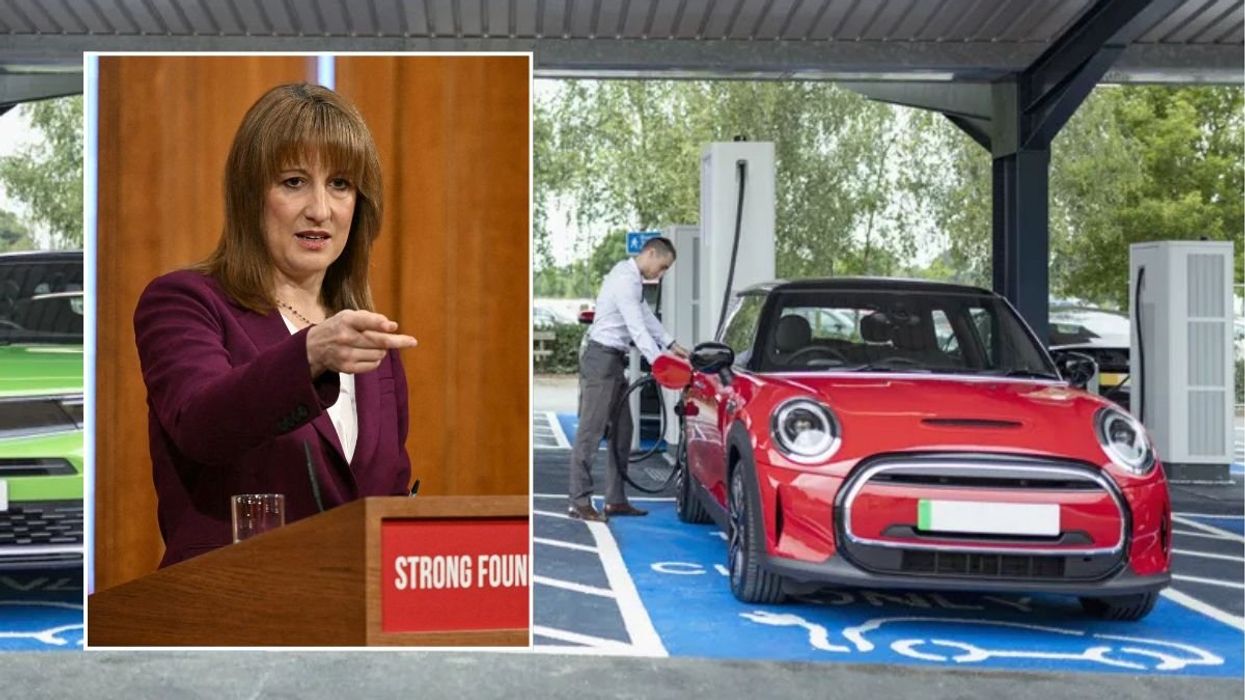 Chancellor Rachel Reeves and an electric car charger