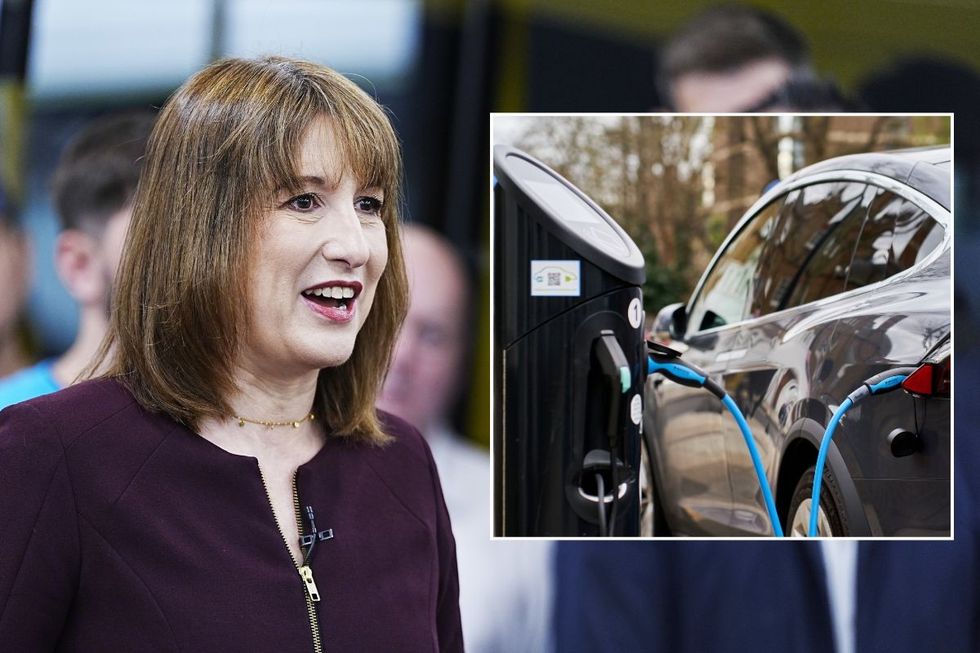Chancellor Rachel Reeves and an electric vehicle charging