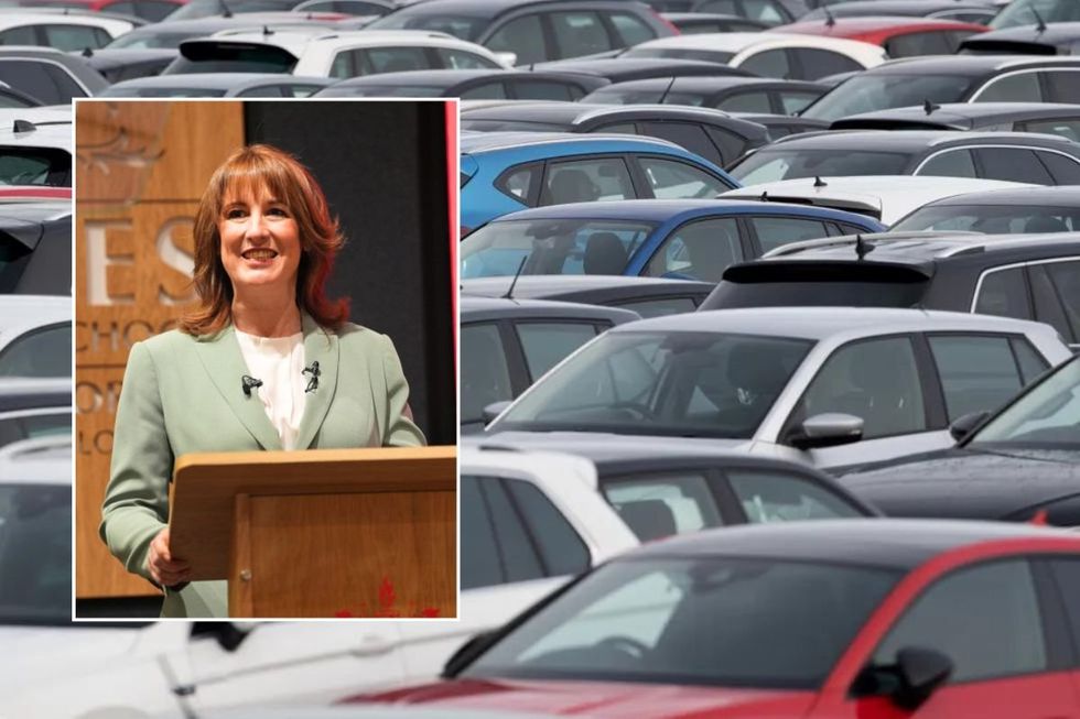 Chancellor Rachel Reeves and cars parked