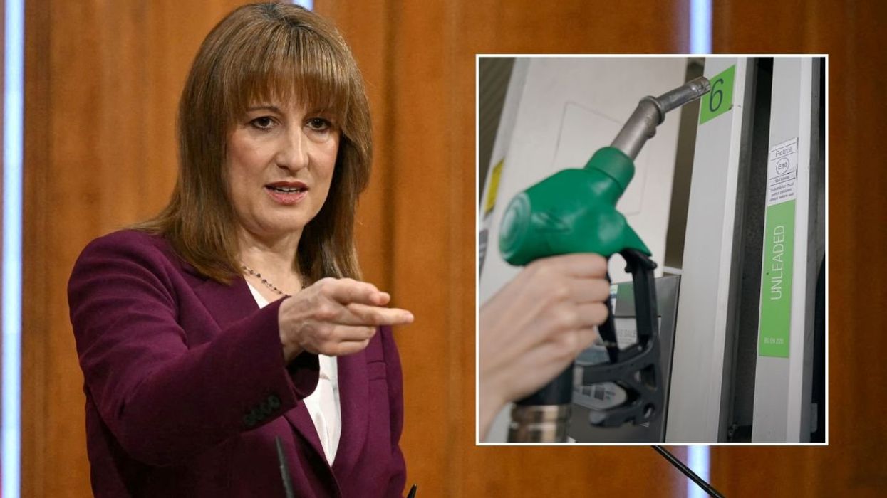 Chancellor Rachel Reeves and fuel pump