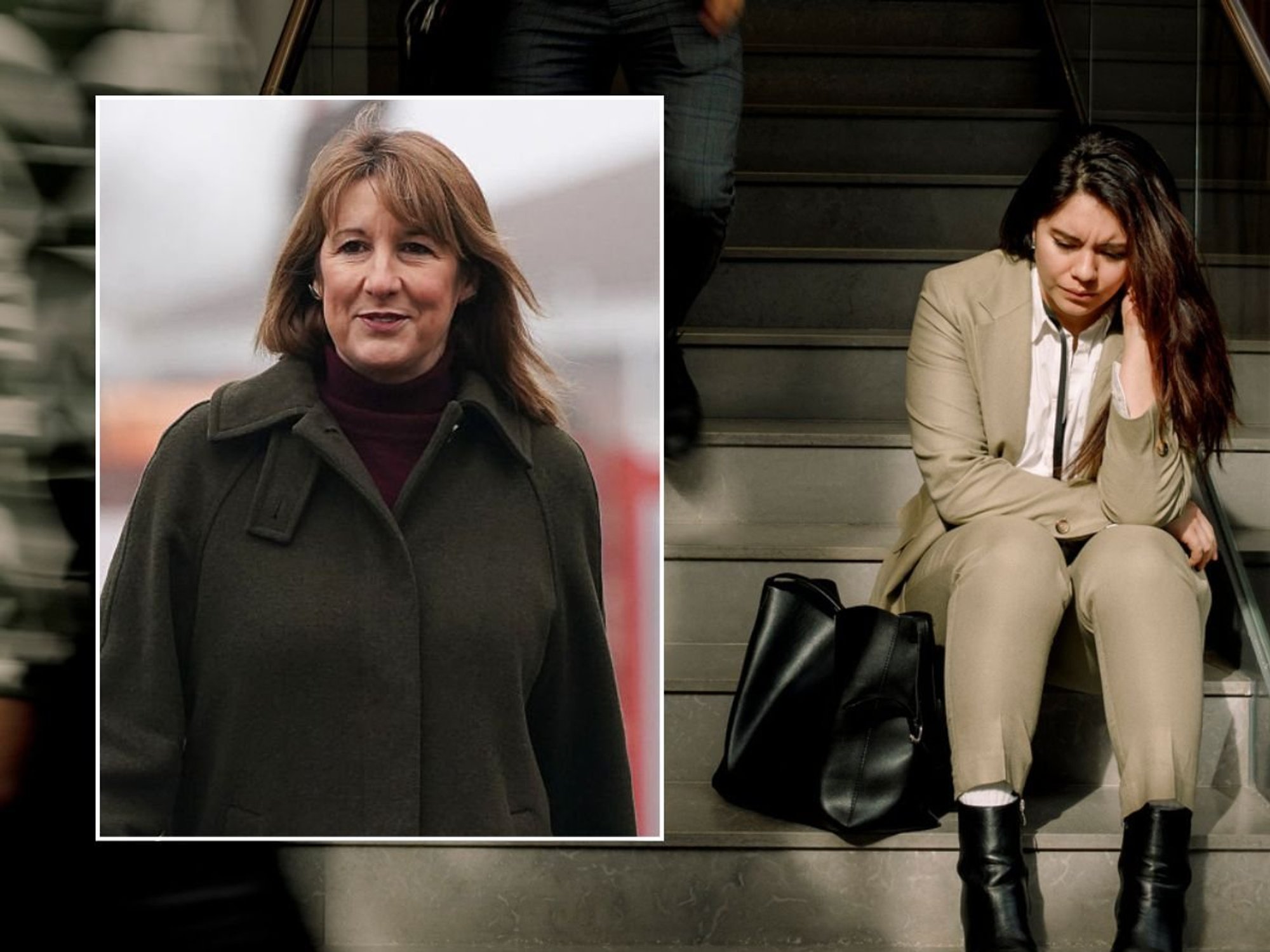 Chancellor Rachel Reeves and unemployed woman