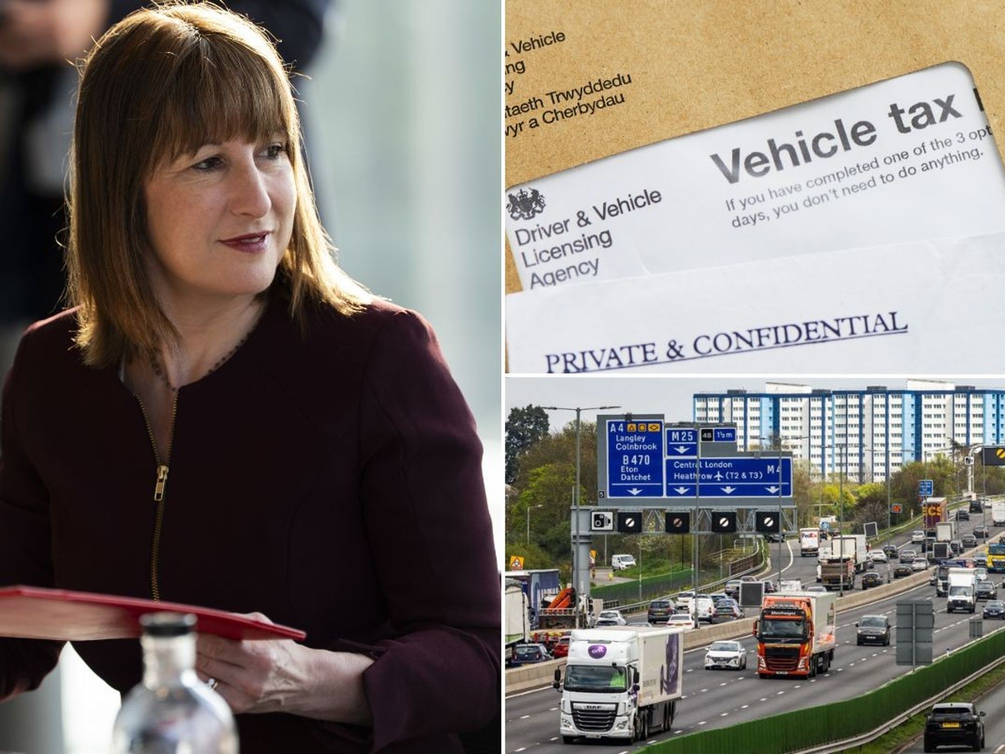 Chancellor Rachel Reeves, car tax and a busy motorway