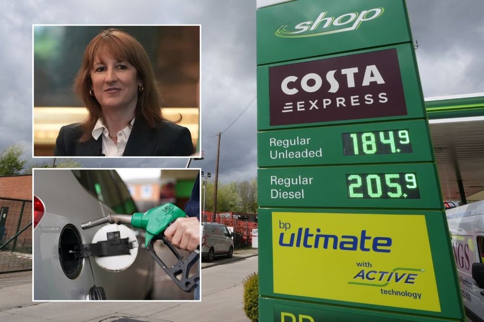 Chancellor Rachel Reeves, fuel prices and a petrol pump