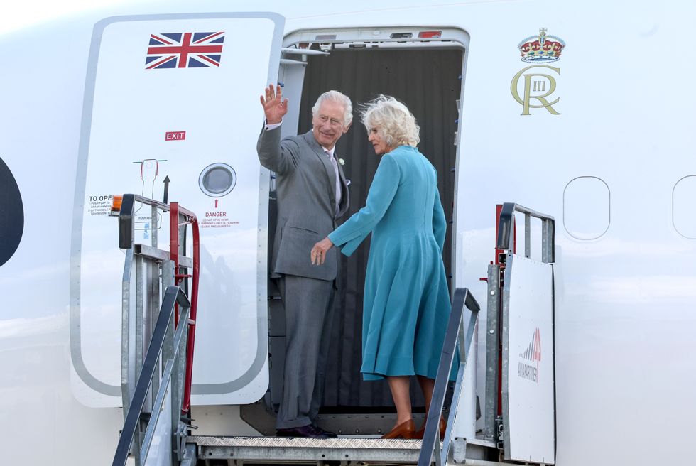 Charles and Camilla on RAF Voyager