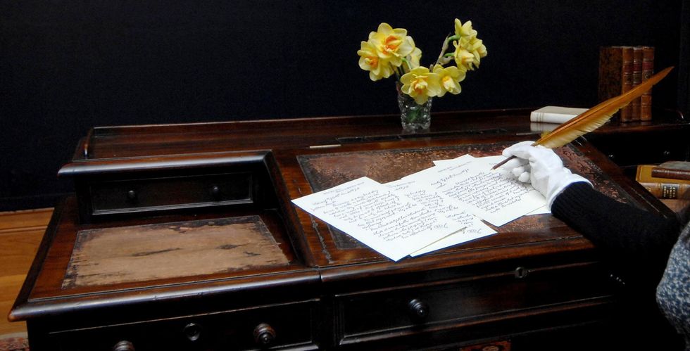 Charles Dickens writing desk and chair