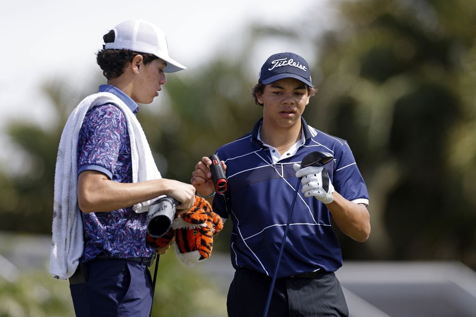 Charlie Woods had a Tiger headcover in his bag