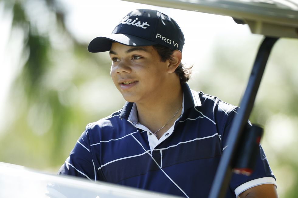 Charlie Woods shot nine-over par