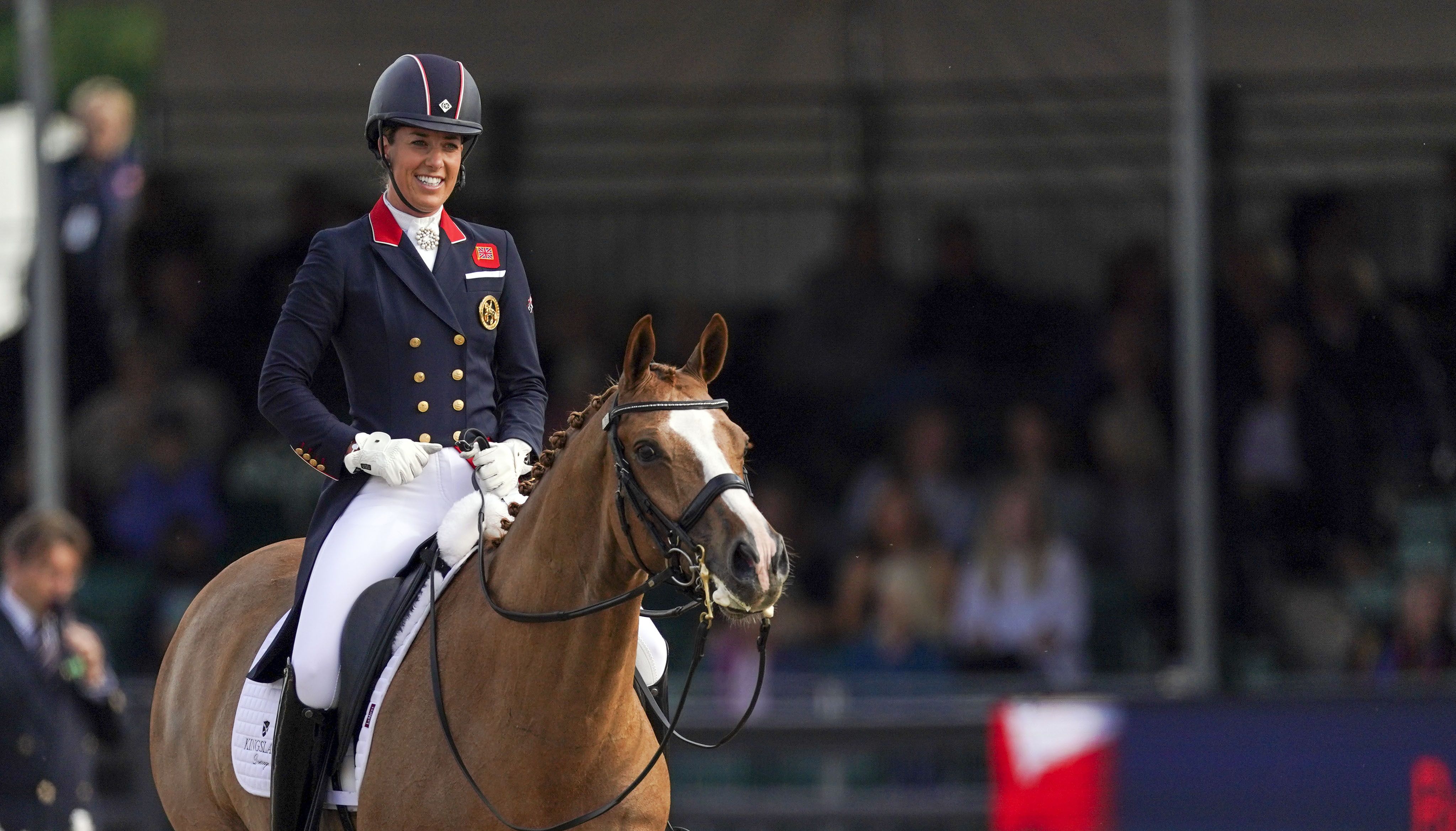 Charlotte Dujardin riding Gio in a warm up event for Great Britain's Olympic team at the Royal Windsor Horse Show, Windsor. Picture date: Wednesday June 30, 2021.