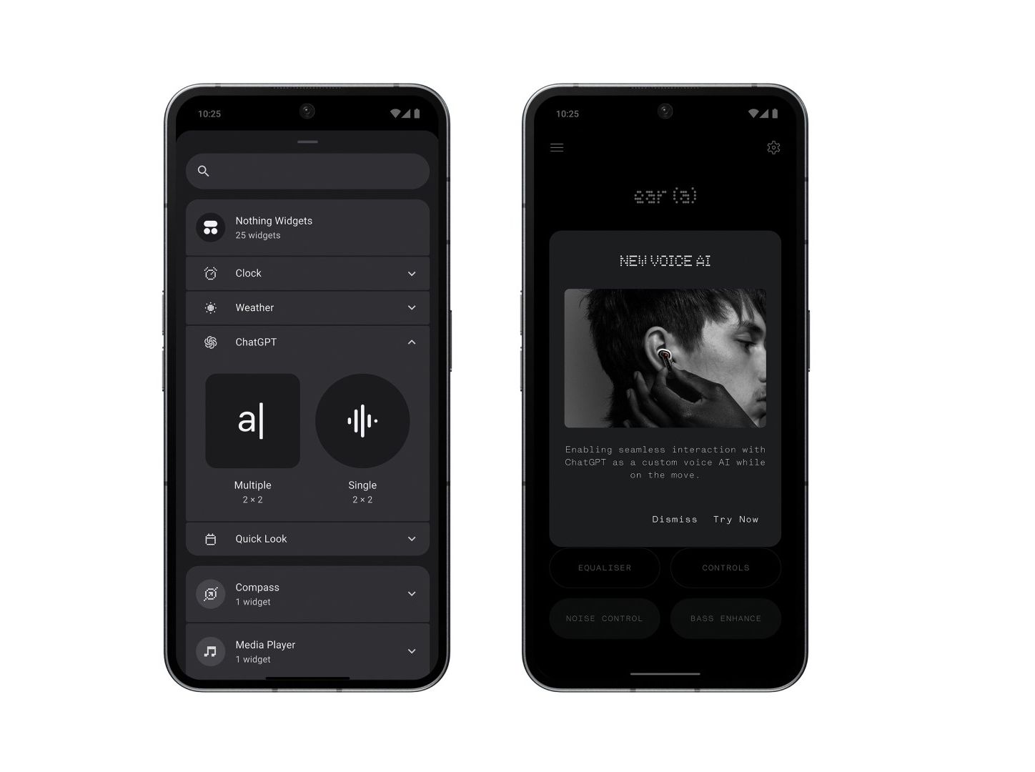 chatgpt widgets show on the android homescreen of the nothing phone 2