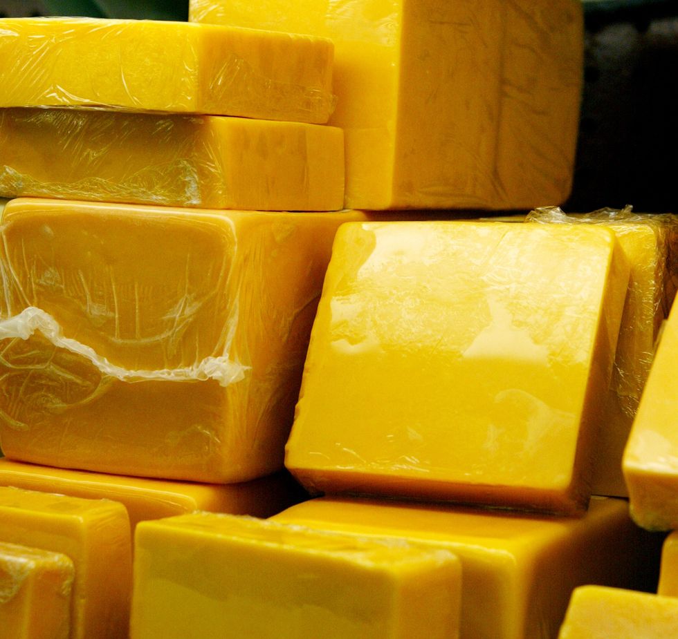 Cheddar cheese blocks