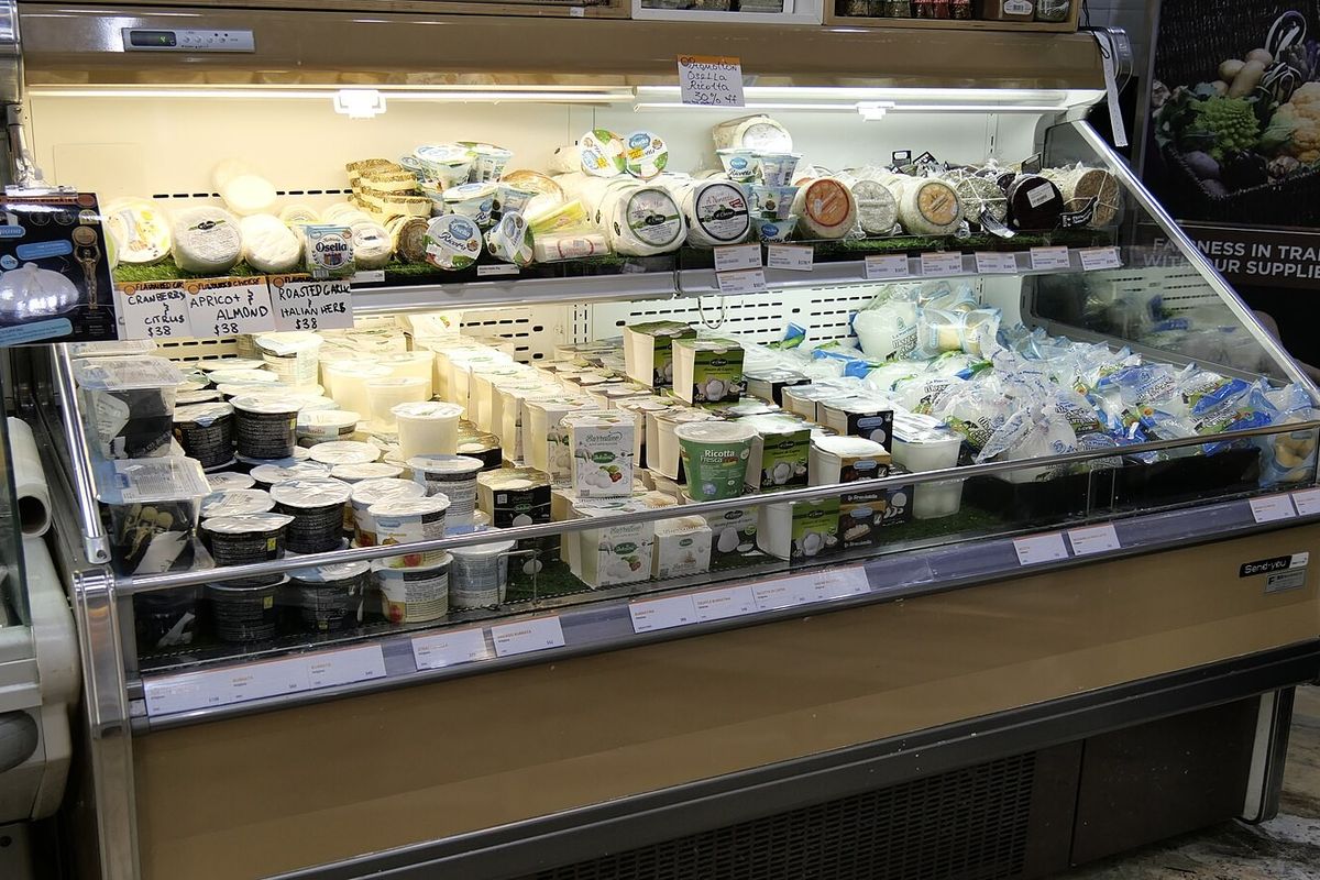 Cheese counter in supermarket
