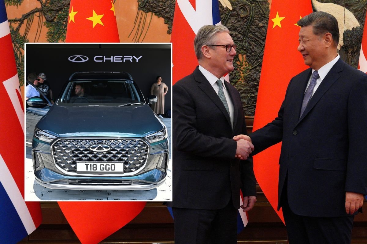 Chery Tiggo 8 and Prime Minister Keir Starmer meeting Chinese President Xi Jinping