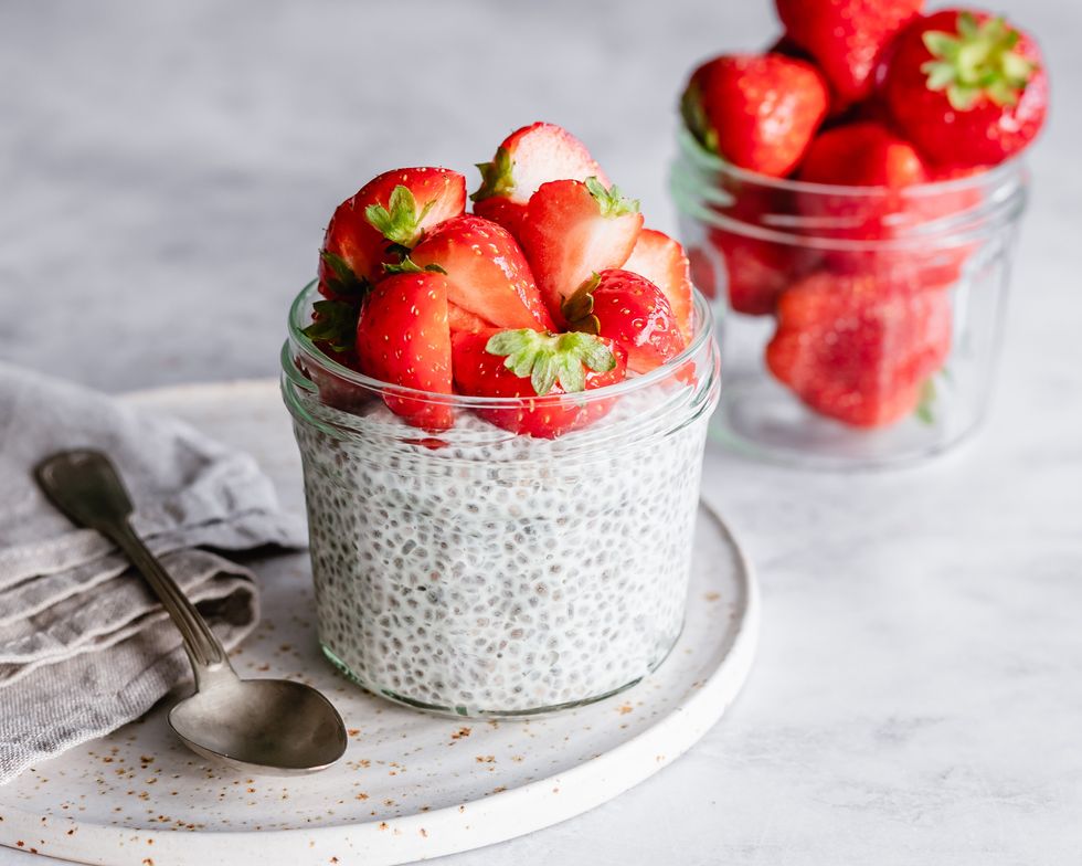 Chia seed pudding with strawberries