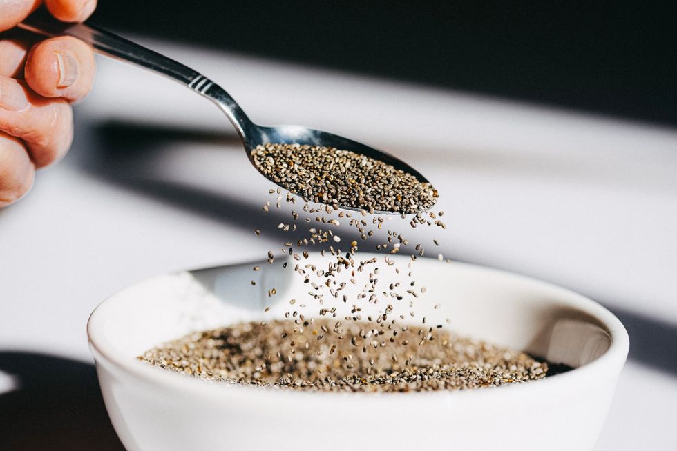 Chia seeds in a white bowl