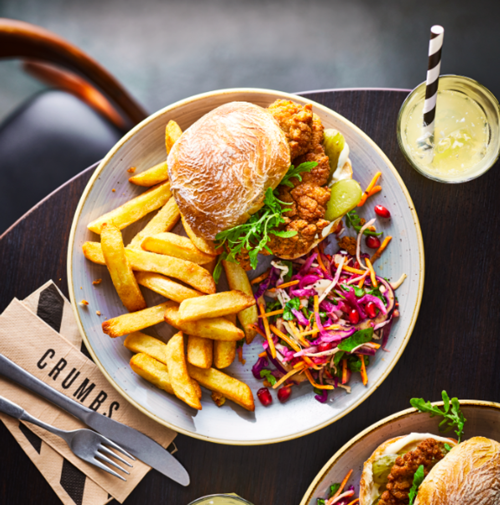 Chicken burger and chips