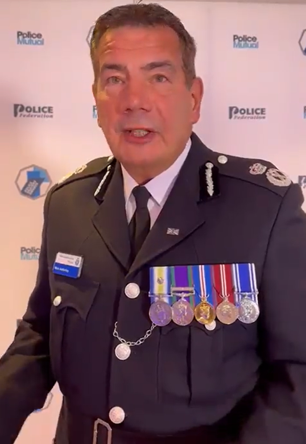Chief Constable Nick Adderley (pictured) is accused of stolen valour for wearing the South Atlantic medal (far left)