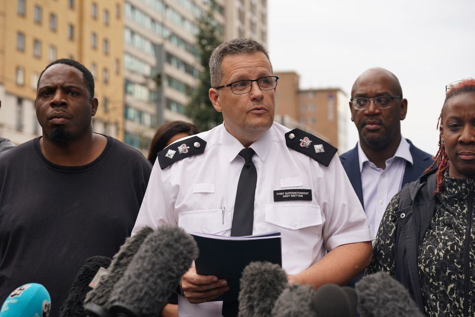 Chief Superintendent Andy Brittain speaking at the scene near the Whitgift shopping centre in Croydon, south London after a 15-year-old girl was stabbed to death on Wednesday morning