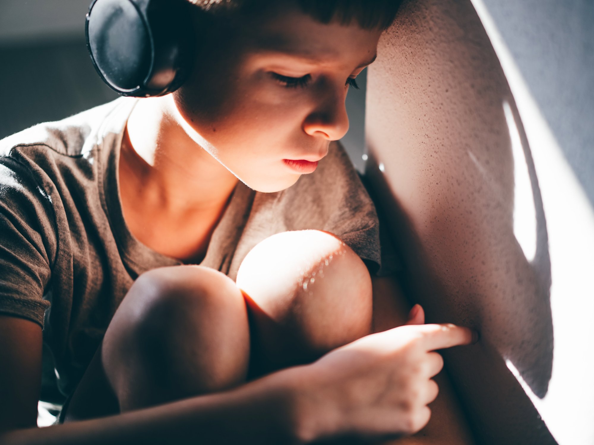 Child with headphones on