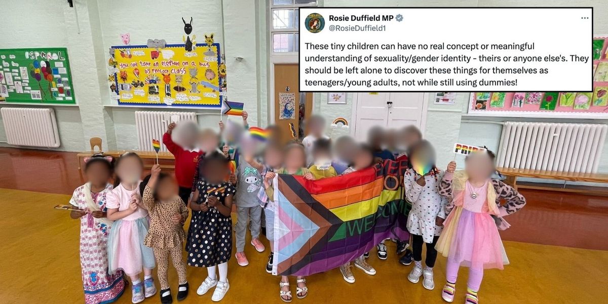 NextImg:'They have no idea!' Rosie Duffield slams primary school for having pupils pose alongside Pride flag