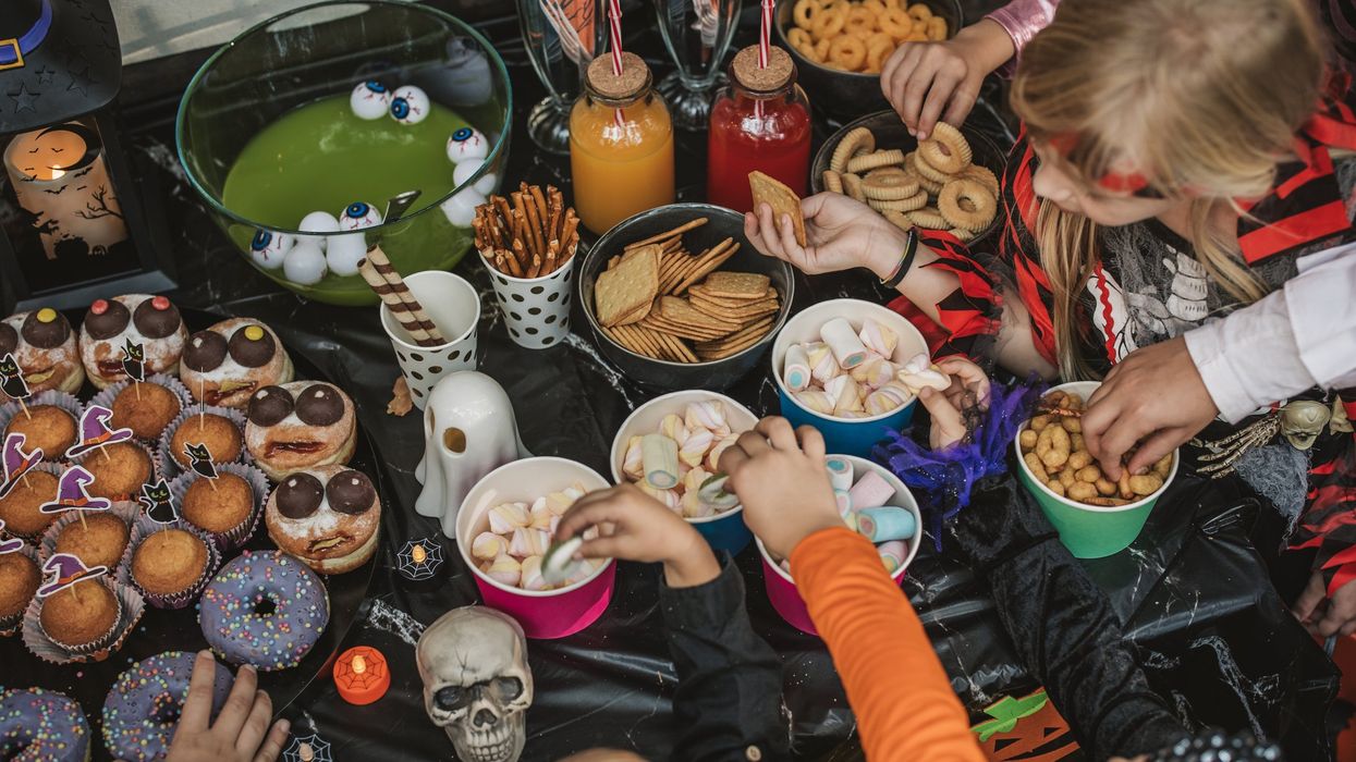 Children eating Halloween treats