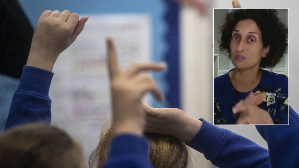 Children in a classroom and Katharine Birbalsingh